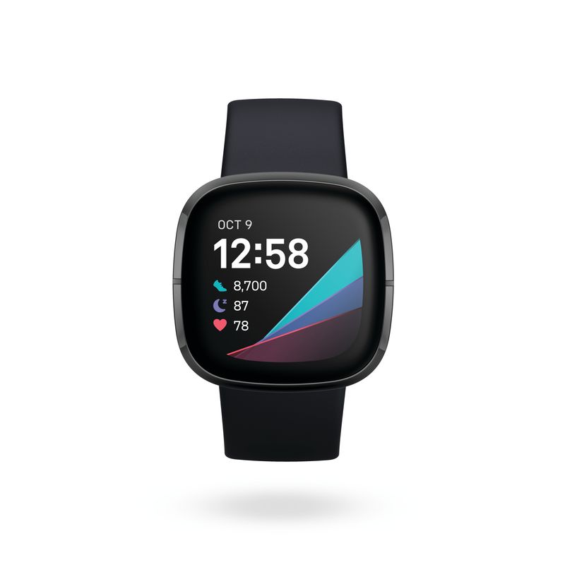 Fitbit Sense Render Front Core Carbon Graphite Clock Default Shadow