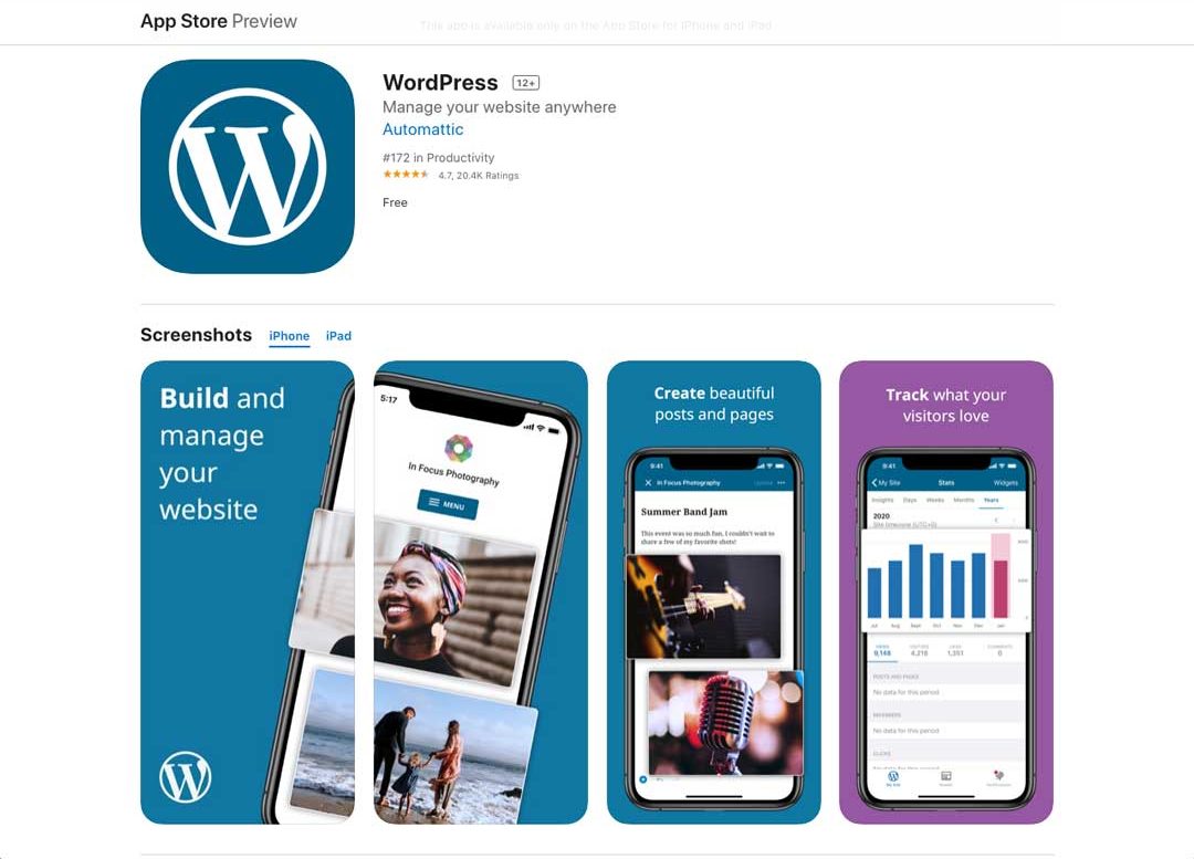 aplikasi wordpress di app store