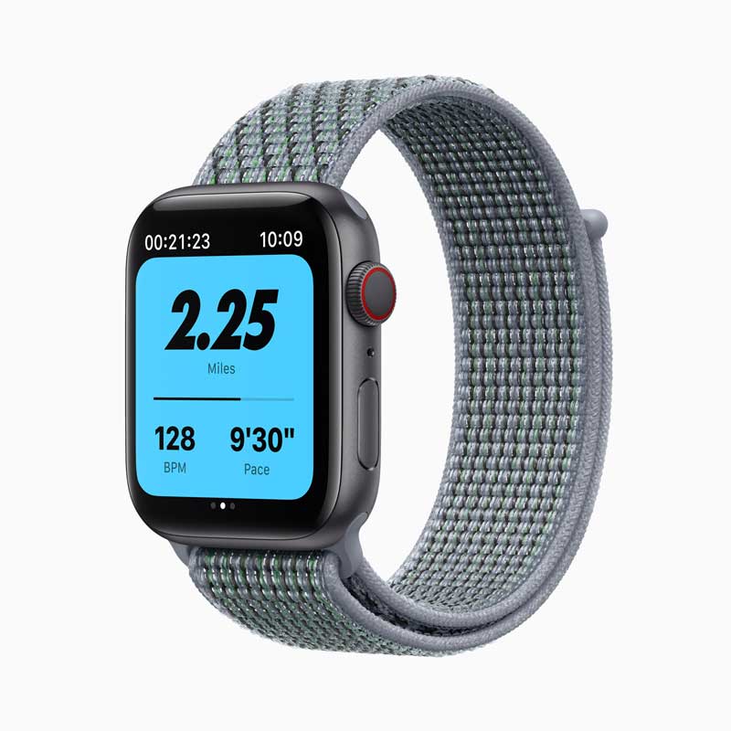 Apple watch series 6 aluminum space gray case nike watch mist green band