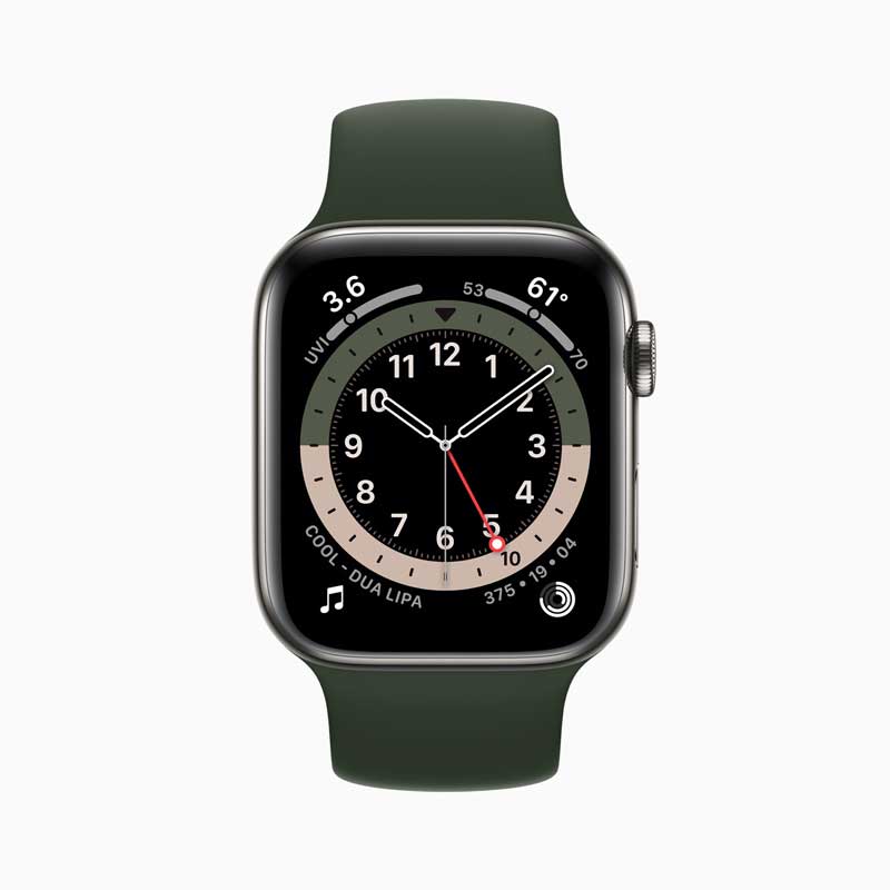 Apple watch series 6 stainless steel case gmt watchface