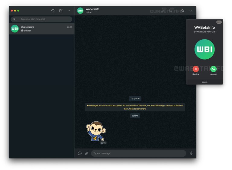 tampilan menerima voice atau video call di whatsapp web
