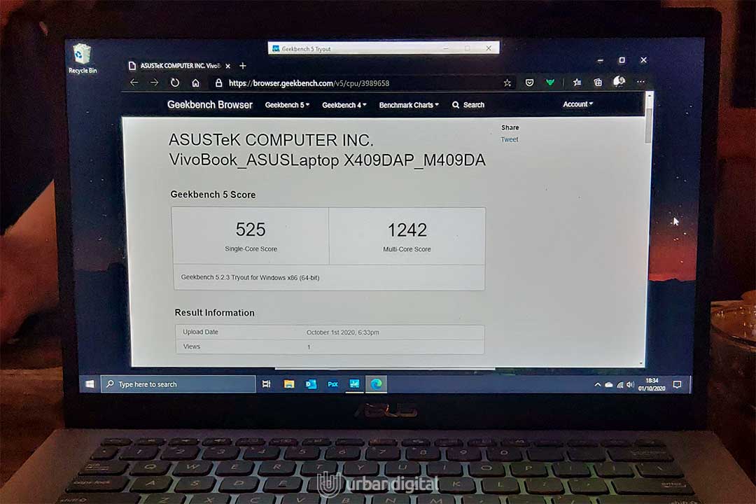 tes geekbench asus 14 m409da