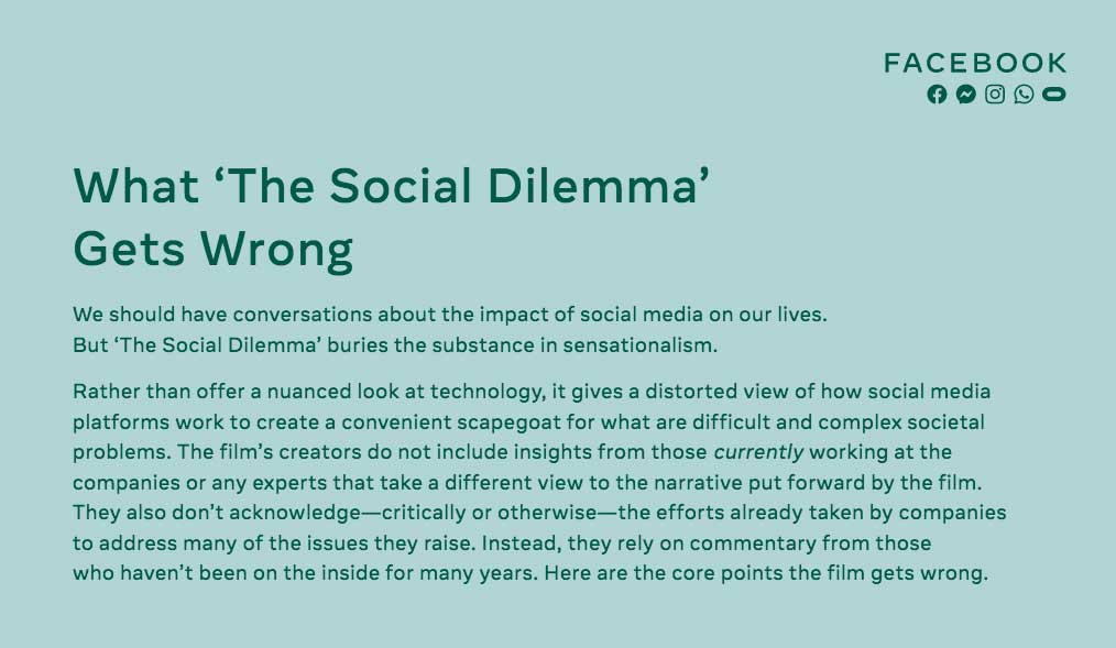 protes facebook untuk film the social dilemma