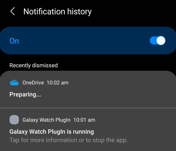 Notification History Samsung One UI 3