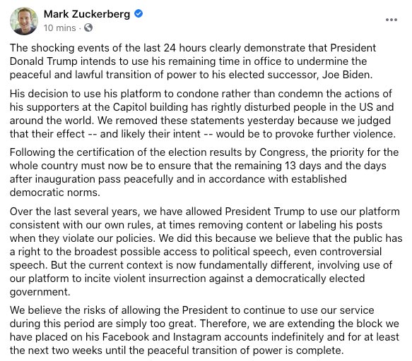 mark zuckerberg blokir trump