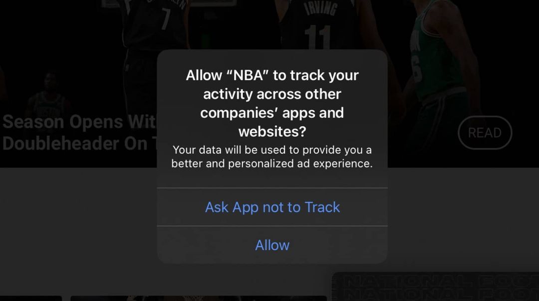 nba app tracking transparency prompt ios 14 4
