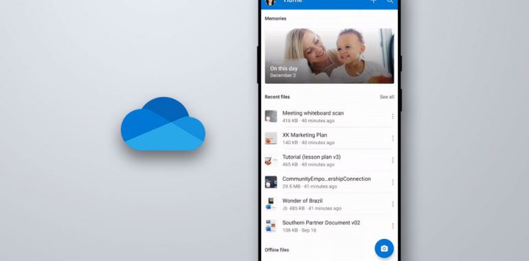 onedrive android home screen