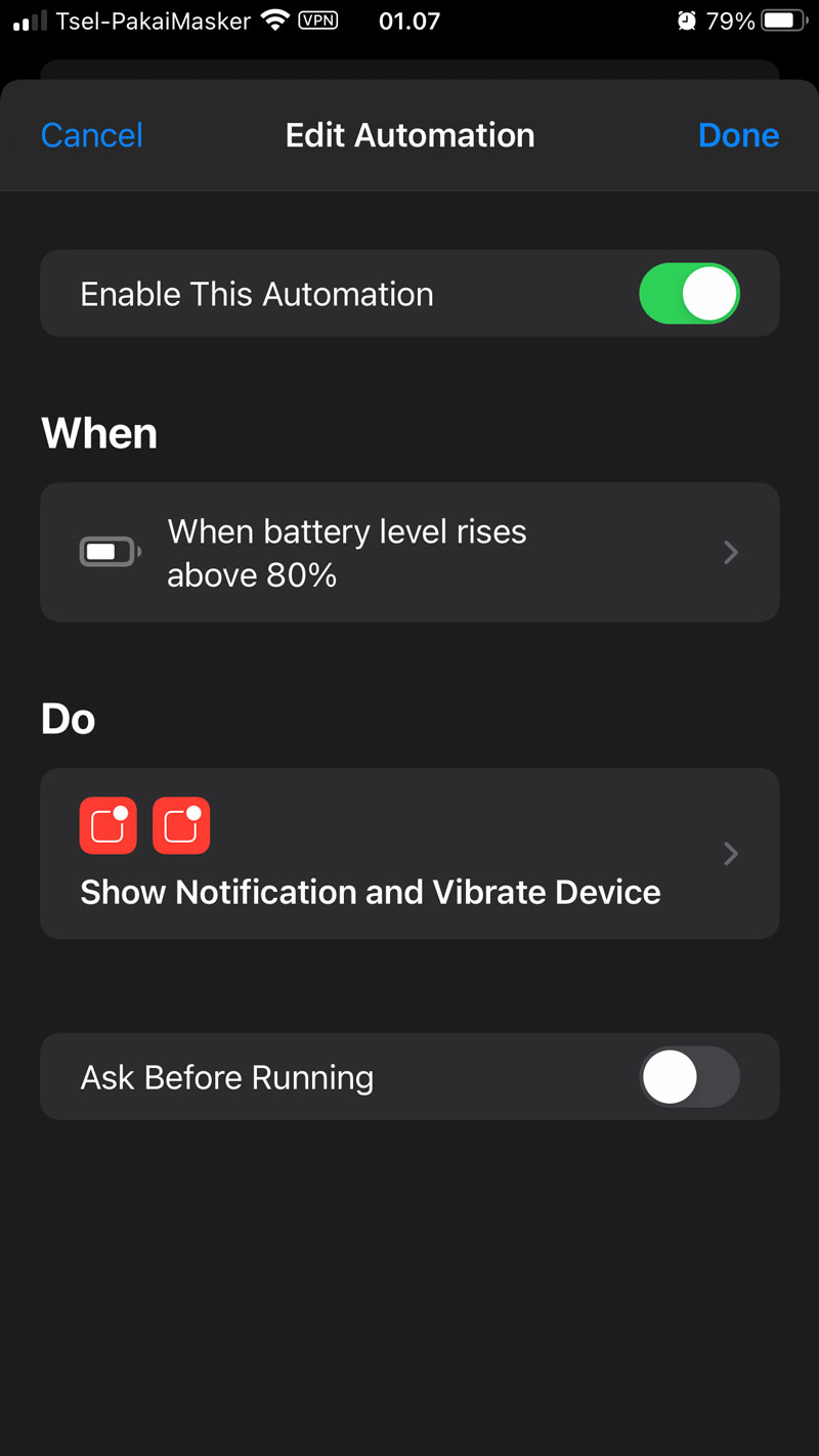 Cara Membuat Notifikasi Charge Baterai iPhone 7