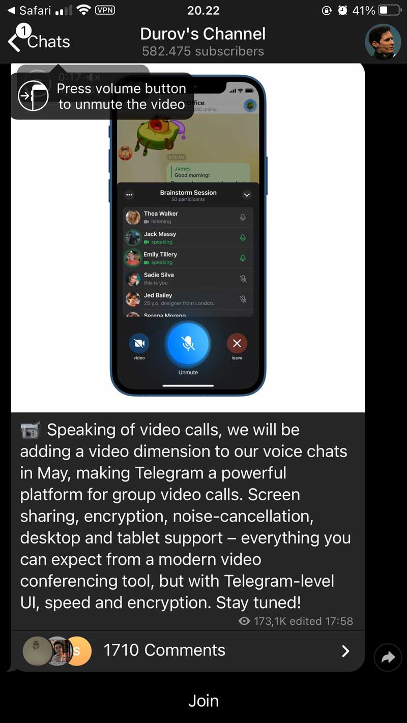 Pavel Durov berencana bawa fitur video di voice chat telegram