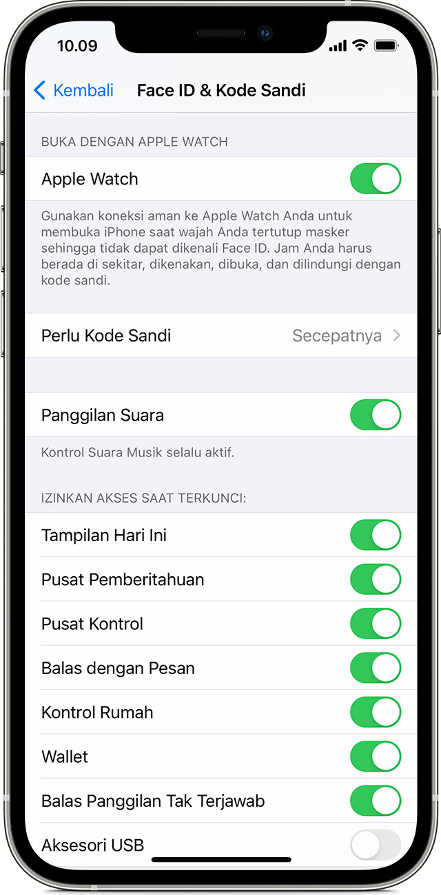 ios14 iphone 12 pro settings face id and passcode unlock apple watch