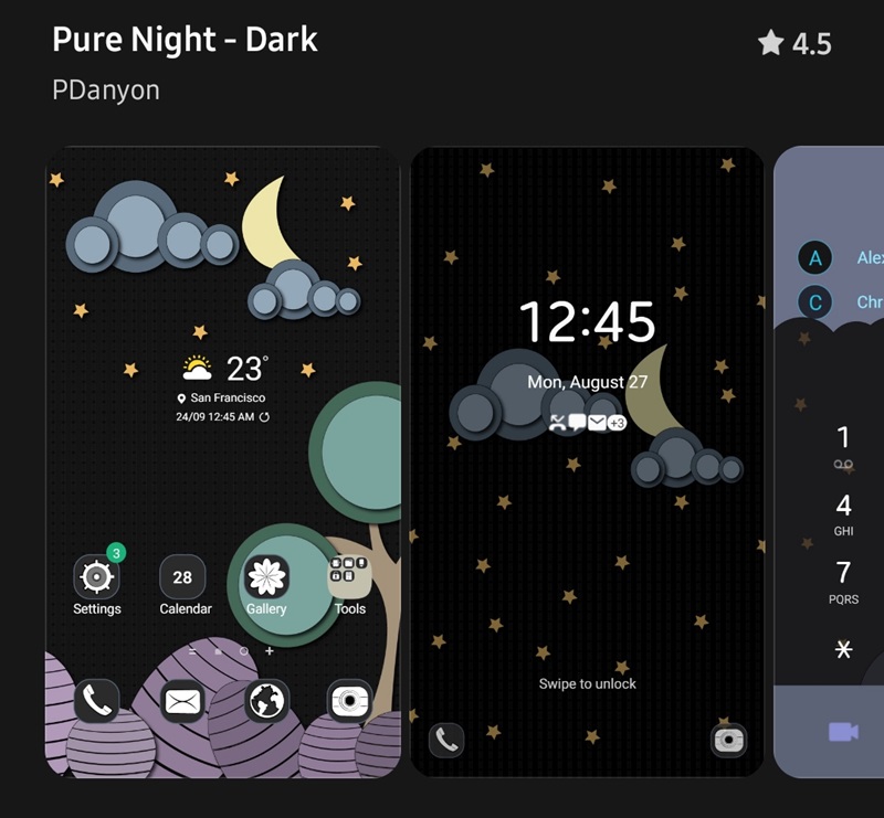 Pure Night – Dark - samsung galaxy themes
