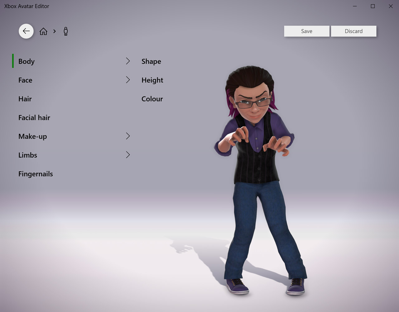 pilihan elemen karakter xbox avatar editor