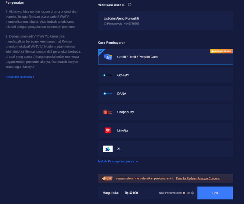 Daftar VIP WeTV via Web Browser untuk Laptop atau PC