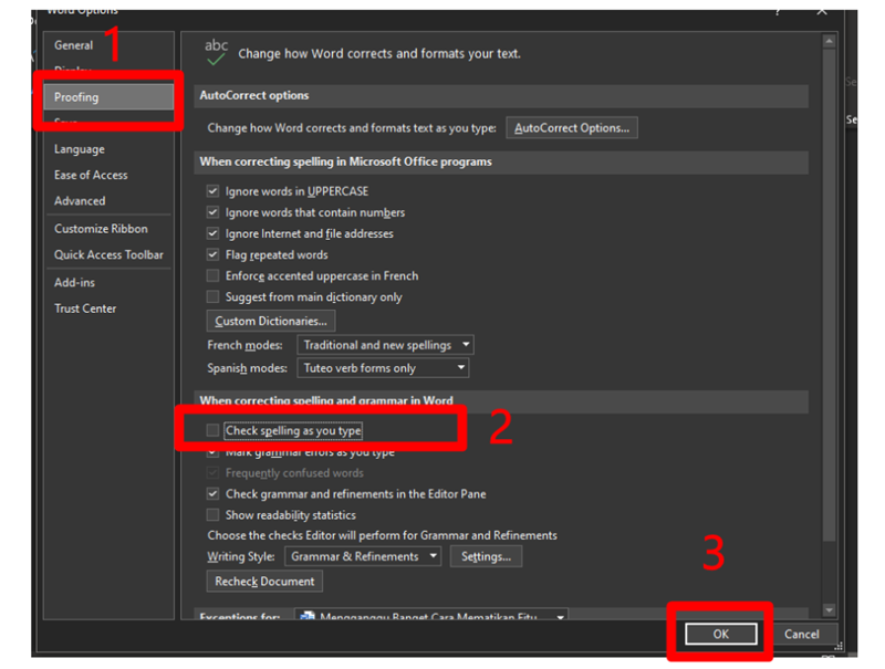 Cara Mematikan Spelling Microsoft Word 2