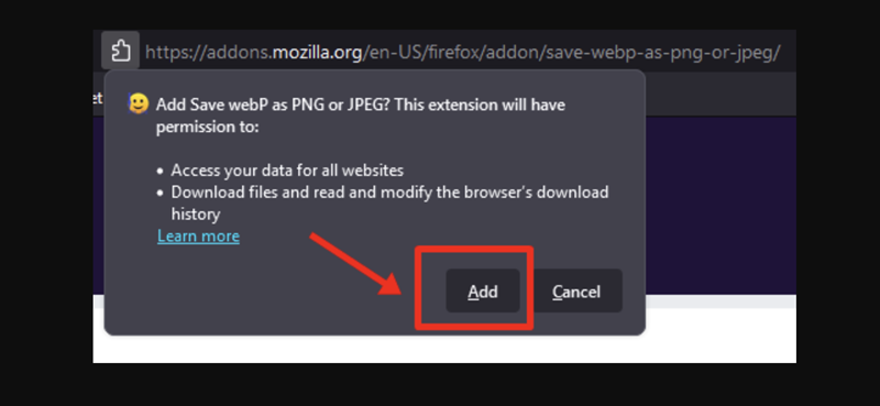 Ekstensi Save webP as PNG or JPEG (Firefox) 2