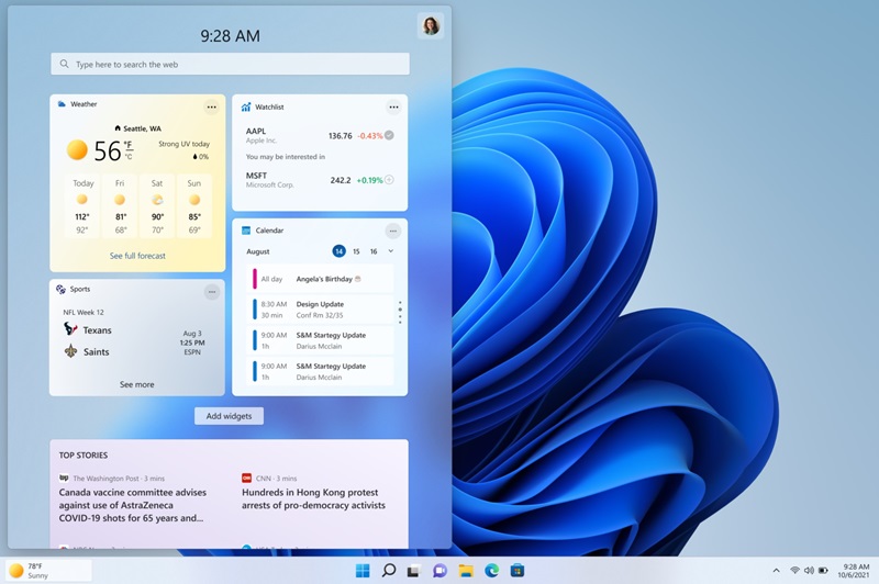 Fitur Widget Windows 11
