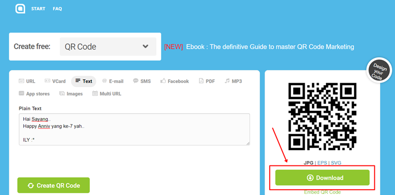 Cara Membuat Ucapan Romantis QR Code 3