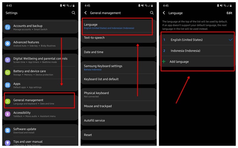 Pengaturan Bahasa - cara setting hp samsung