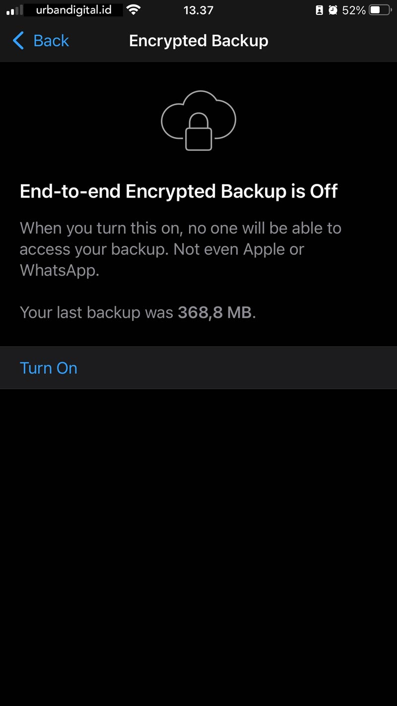 aktifkan enkripsi backup whatsapp