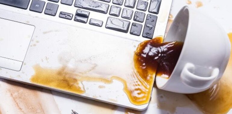 spilled coffee on laptop keyboard