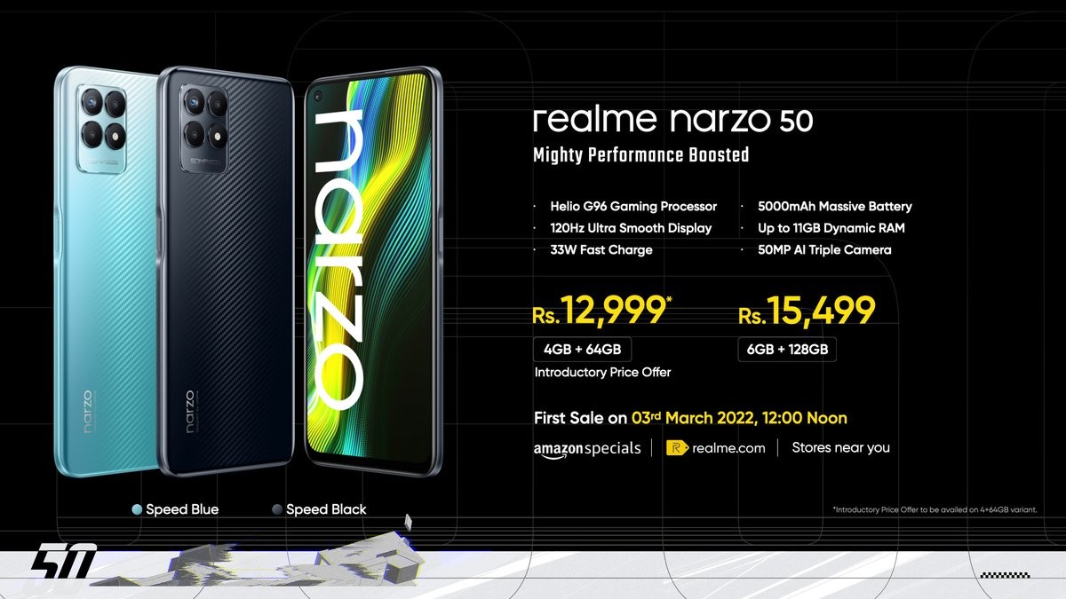 Harga realme Narzo 50 di India