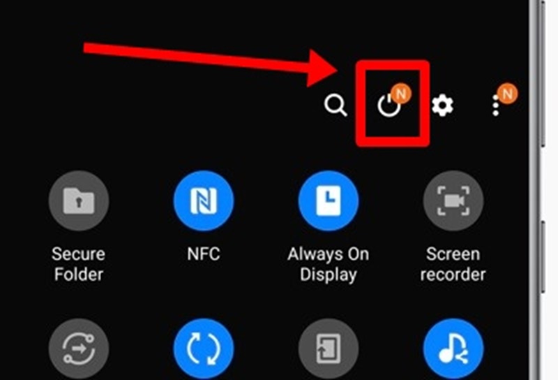Pakai Menu Quick Settings - restart HP Samsung Galaxy Z Flip 3