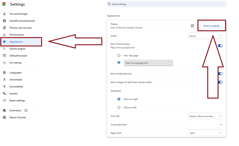 Aktifkan Tema Default