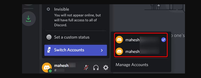 Melakukan Pergantian Akun di fitur Discord Account Switcher 2