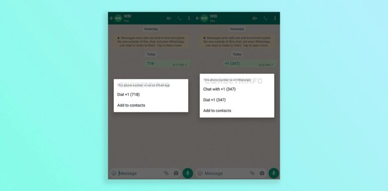 WhatsApp message unsaved contact