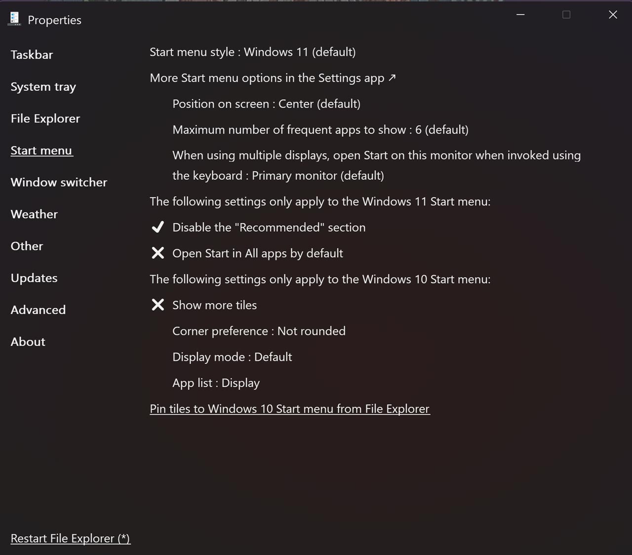 disable recommended section in start menu
