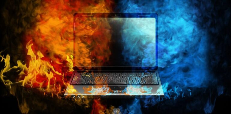 laptop burning