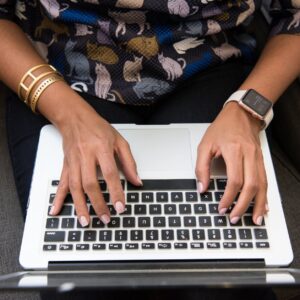 person using macbook air