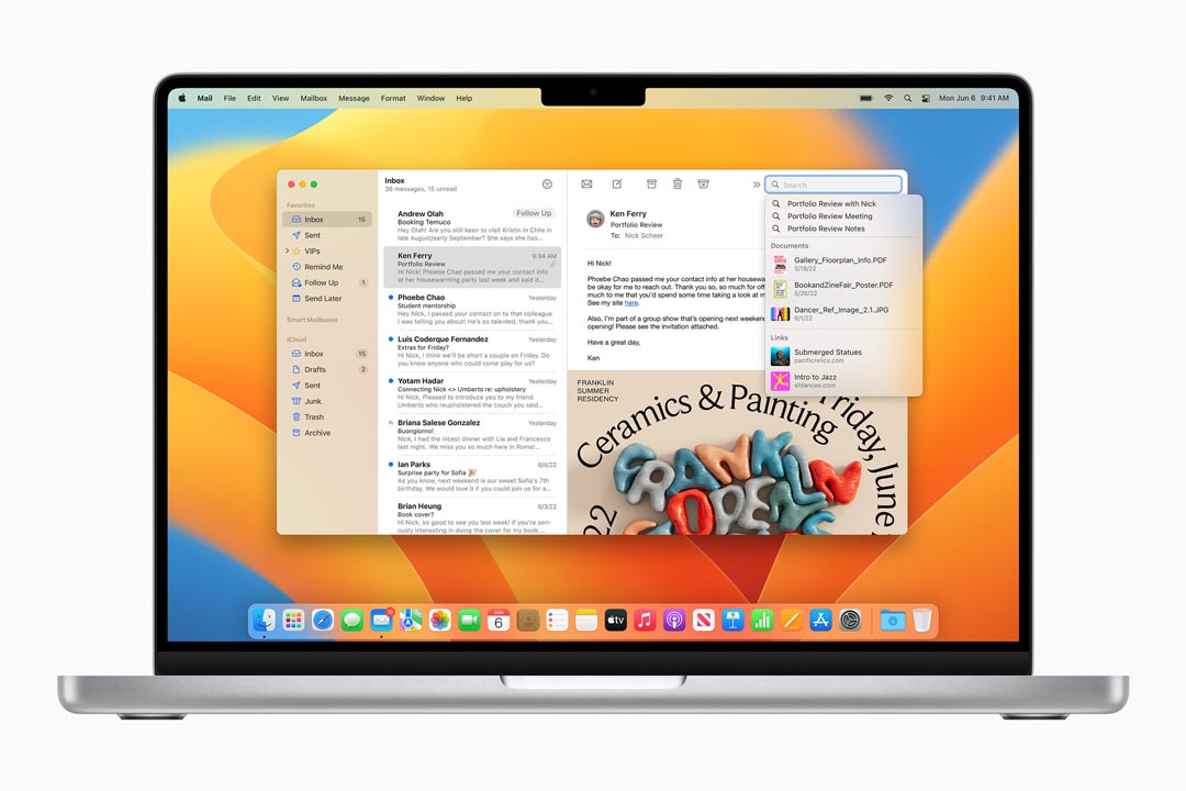 Apple WWDC22 macOS Ventura Mail search