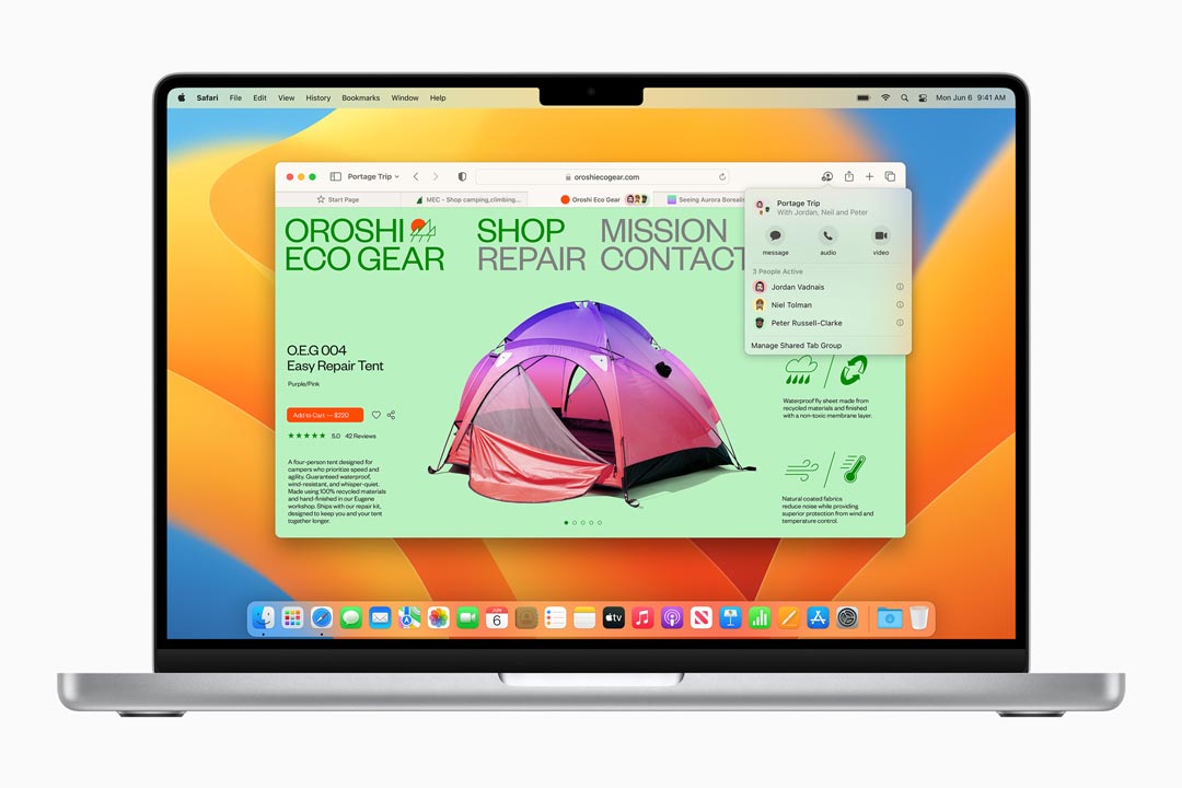 Apple WWDC22 macOS Ventura Safari shared Tab Groups