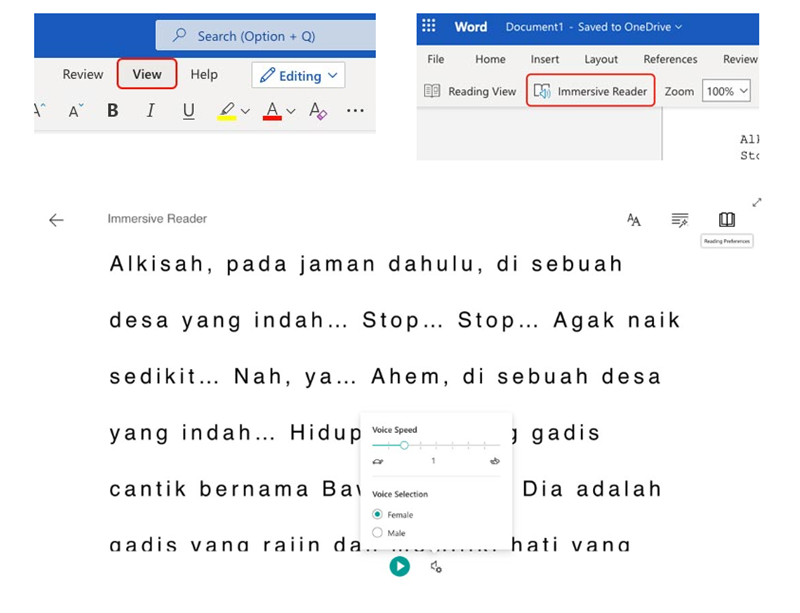 Fitur 'Read Aloud' di MS Word Online - teks ke suara microsoft word
