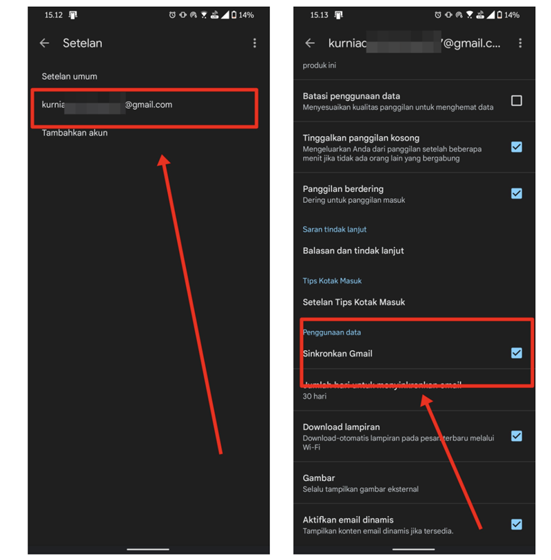 Pastikan Sinkronisasi Email Otomatis Aktif 2