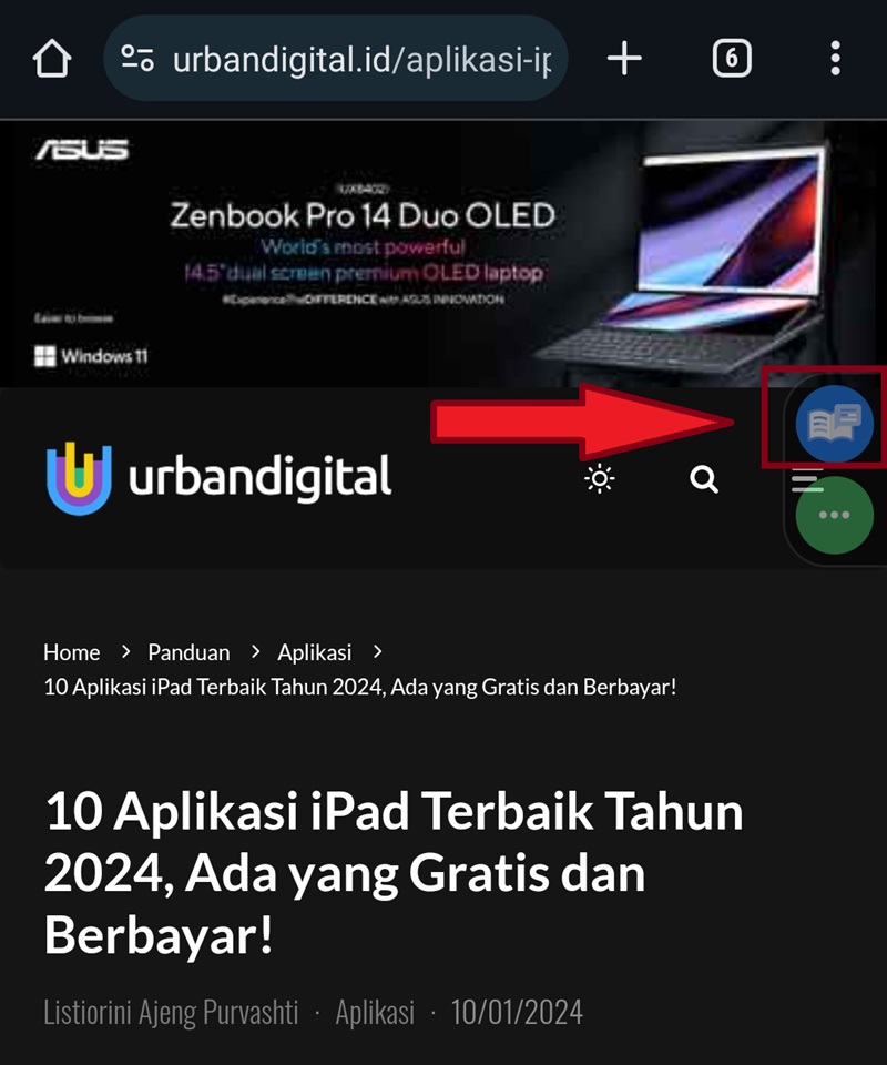 Menggunakan Reader Mode dari HP 7