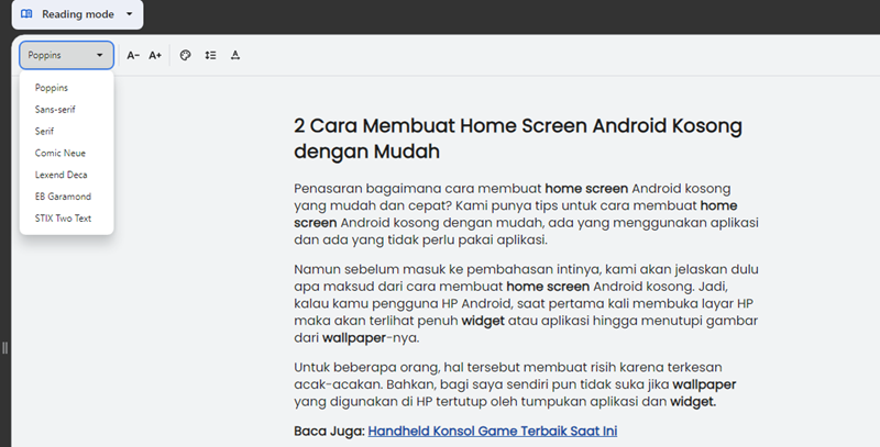 Mengubah Jenis Font