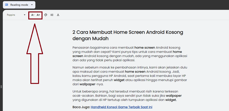 Mengubah Ukuran Font
