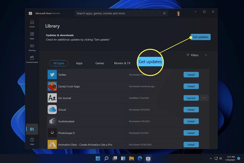 Update Microsoft Store dan WSA
