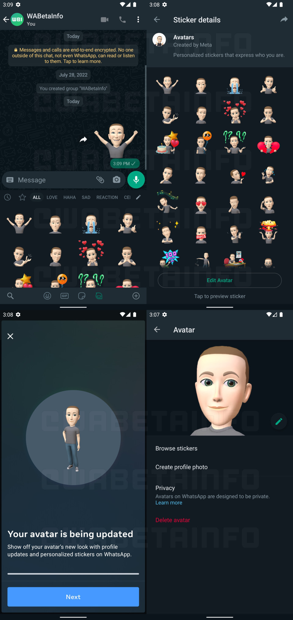 11111111WA AVATAR CREATION CONFIGURATION STICKER PACK SEND ANDROID