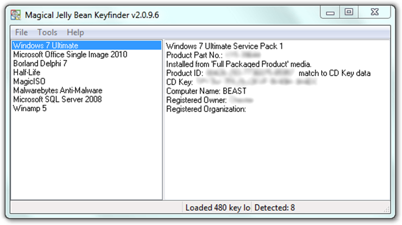 Melihat Product Key dari Update Gratis Windows Pakai Aplikasi Magical Jelly Bean (KeyFinder)