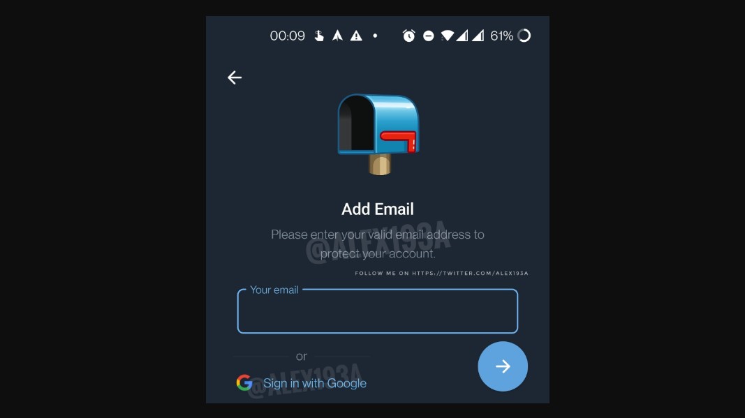 perlindungan email akun telegram