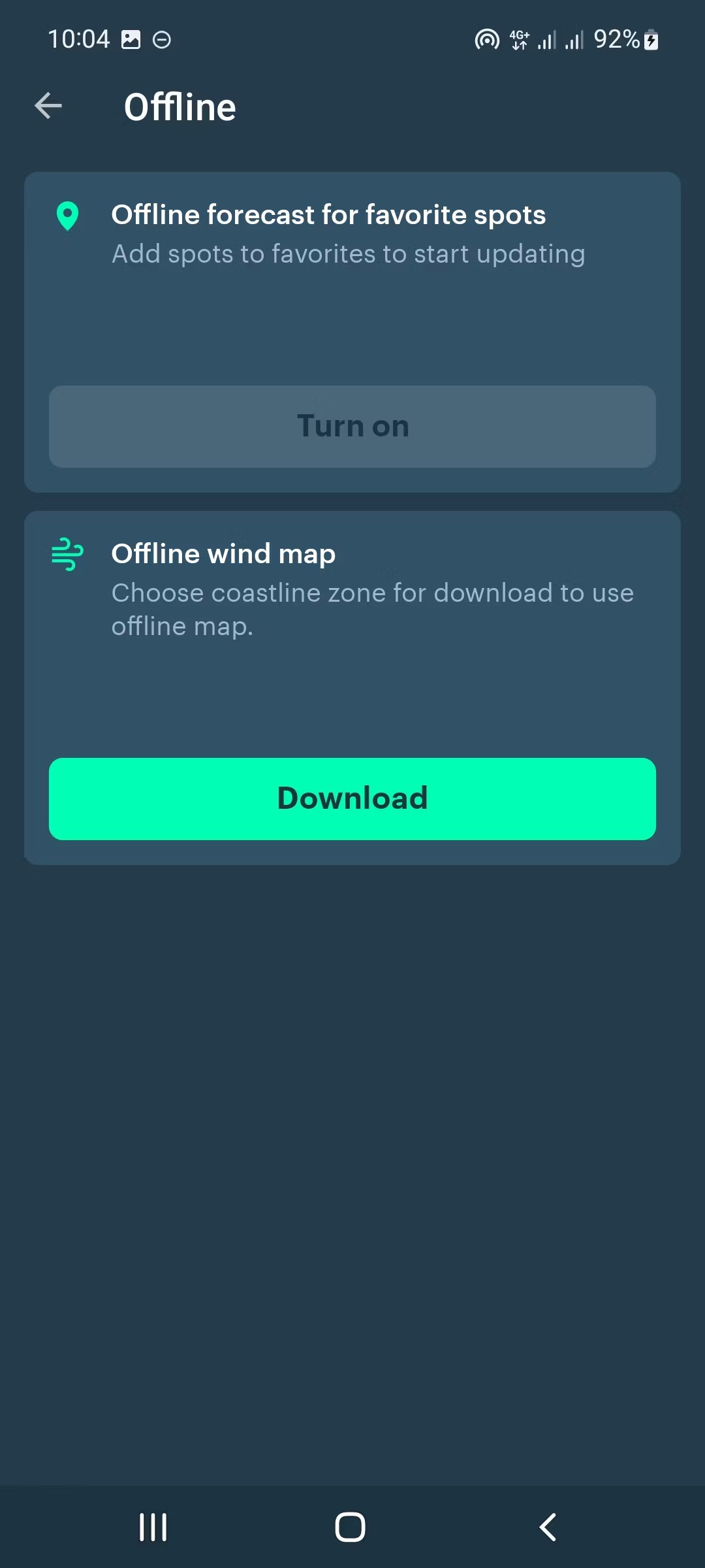 333333333Screenshot of windy app offline