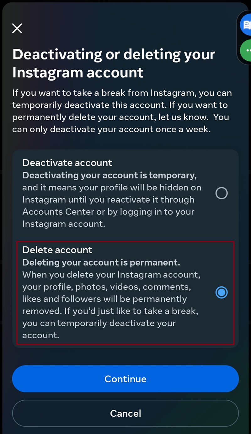 Cara Menonaktifkan Instagram Permanen 1