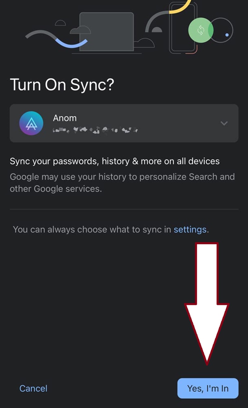Cara mengganti akun Google Chrome di iOS 4