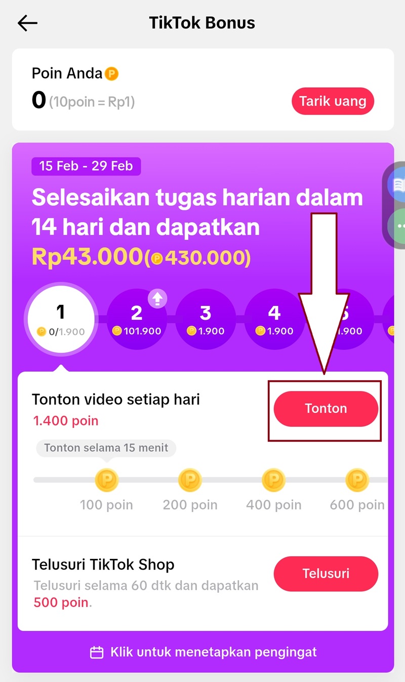 Mendapatkan Poin di TikTok dengan Menonton Video 2