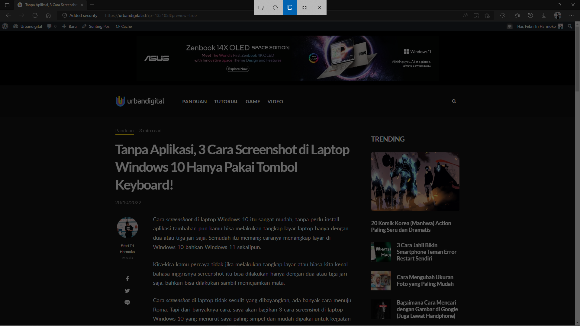 Tanpa Aplikasi, 3 Cara Screenshot di Laptop Windows 10 Hanya Pakai Tombol Keyboard