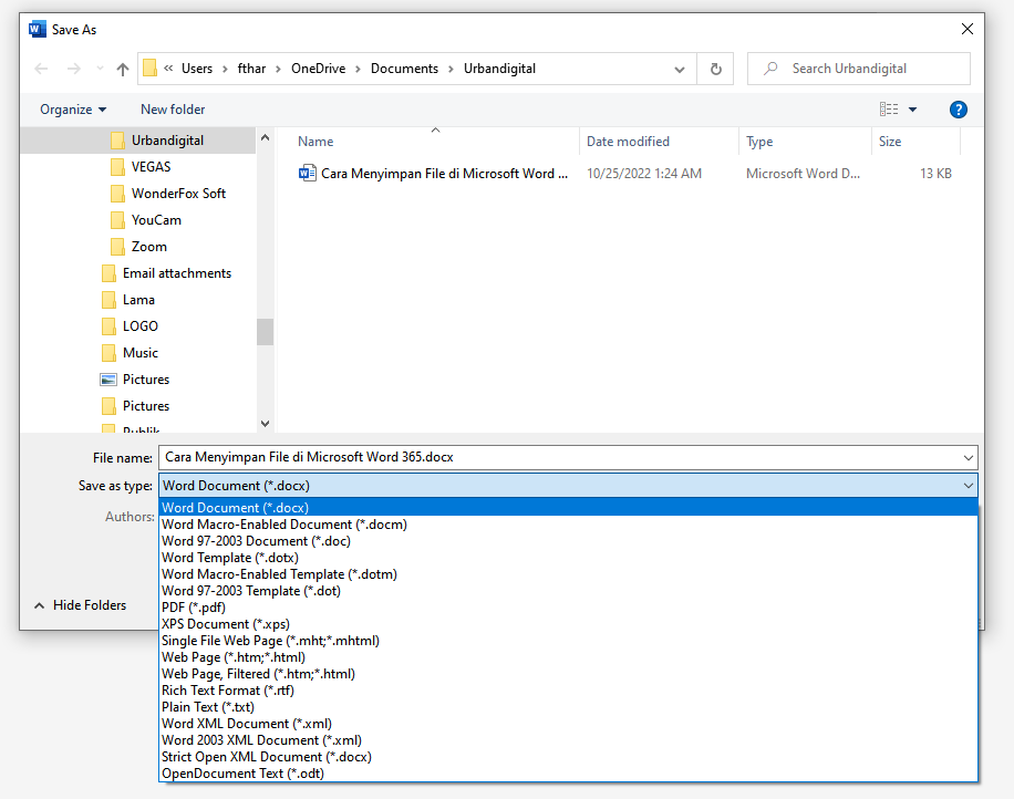 Tips Menyimpan File Word 365 ke Format Lain