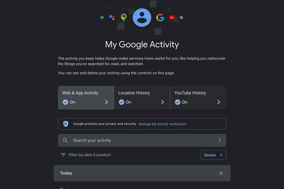 gambar halaman google my activity